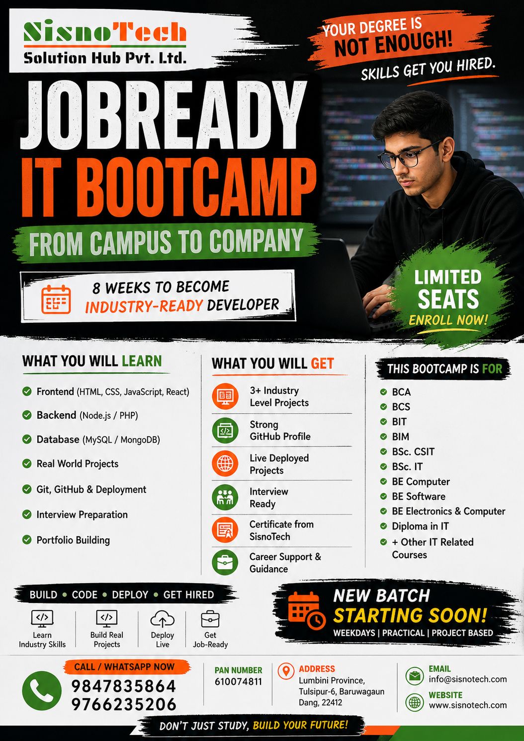 JobReady IT Bootcamp – Become an Industry-Ready Developer in 2 Months